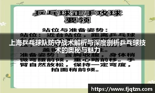 上海乒乓球队防守战术解析与深度剖析乒乓球技术的奥秘与魅力
